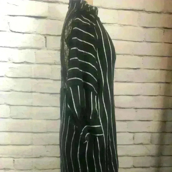 Sandro Paris Black White Striped Linen Mini Dress - Picture 3 of 14